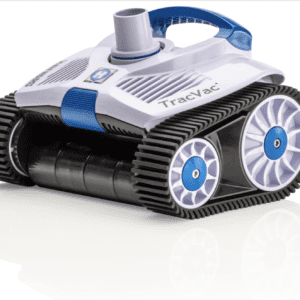 A Hayward W3HSCTRACCU TracVac Suction Pool Cleaner for In-ground Pools up to 40 ft in Length – Automatic Pool Vacuum – Climbs Walls - Overcomes Pool Floor Obstacles,Blue with a blue and white color.